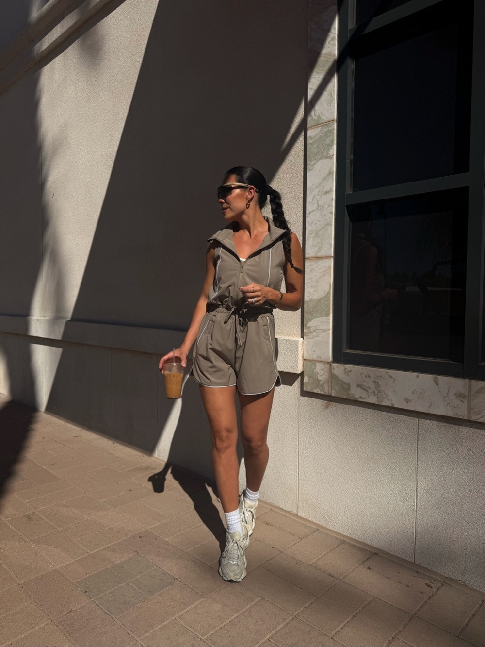 SaltProject Sleeveless Zipper Romper in Taupe